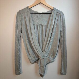 Free‎ People Intimacy Body Suit Silver Women's XSmall (A1010)